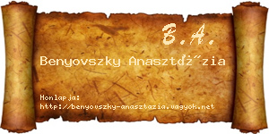 Benyovszky Anasztázia névjegykártya